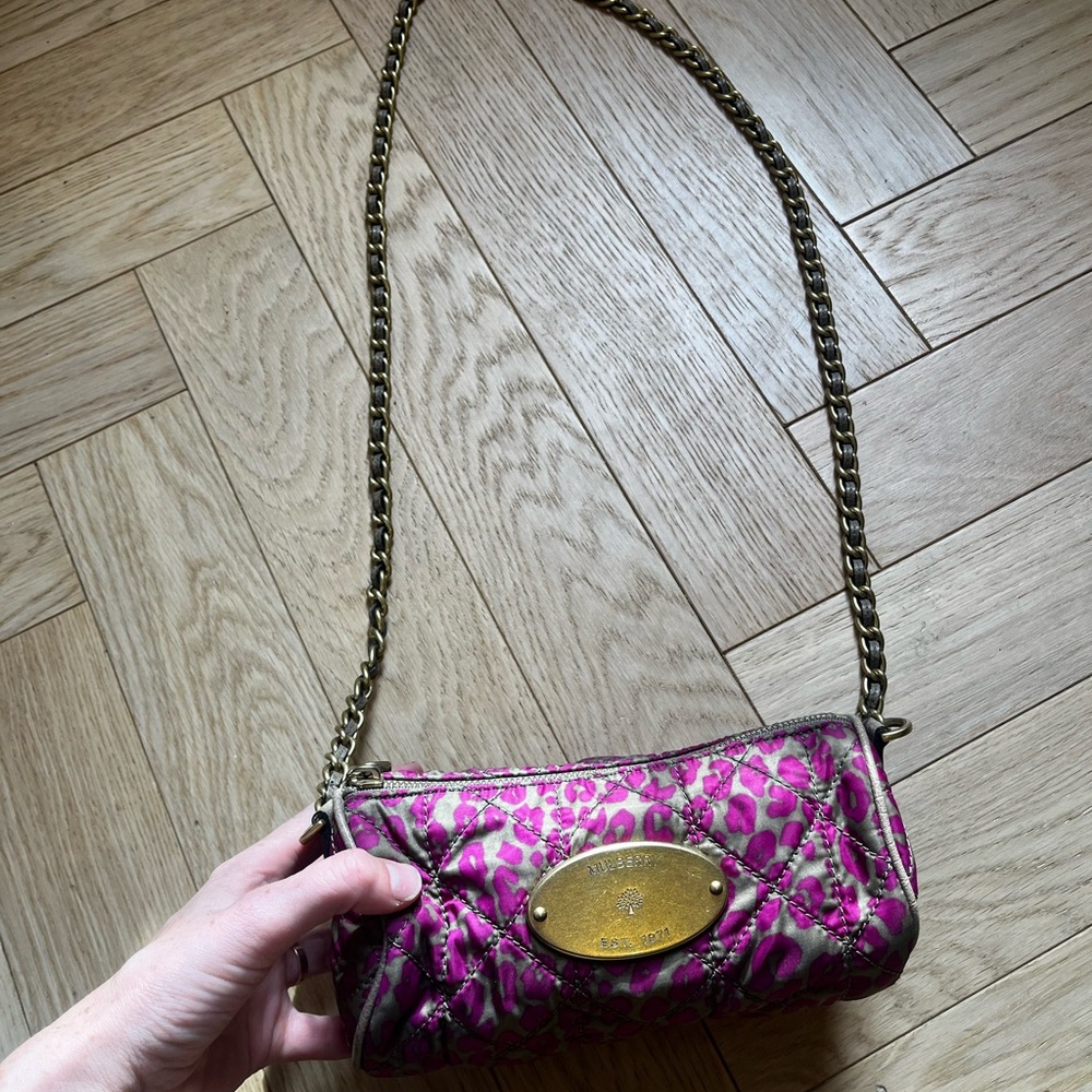Pink and Leopard Print Mulberry Shoulder Bag